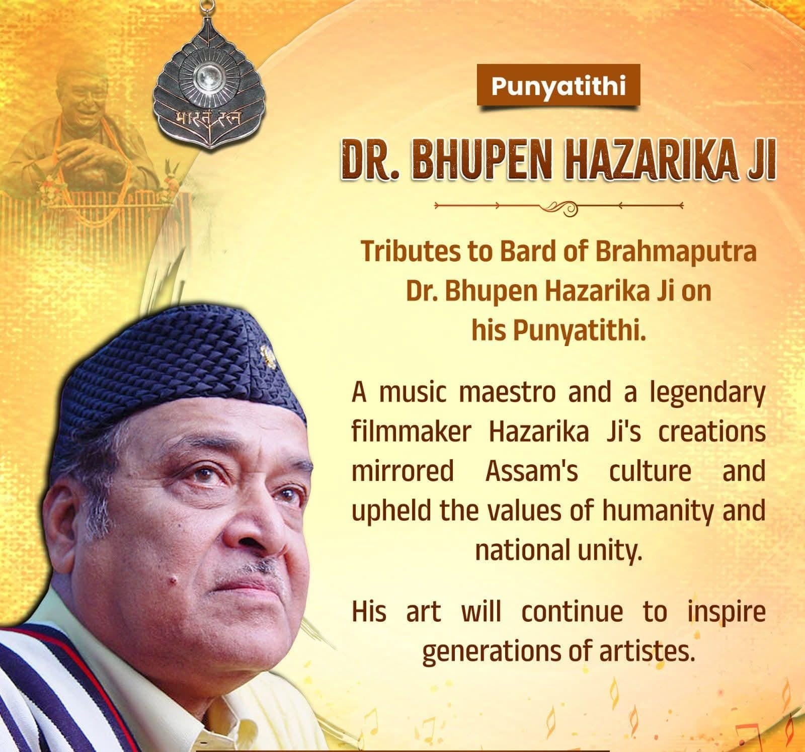 Tributes to Bard of Brahmaputra Dr. Bhupen Hazarika Ji on his Punyatithi.