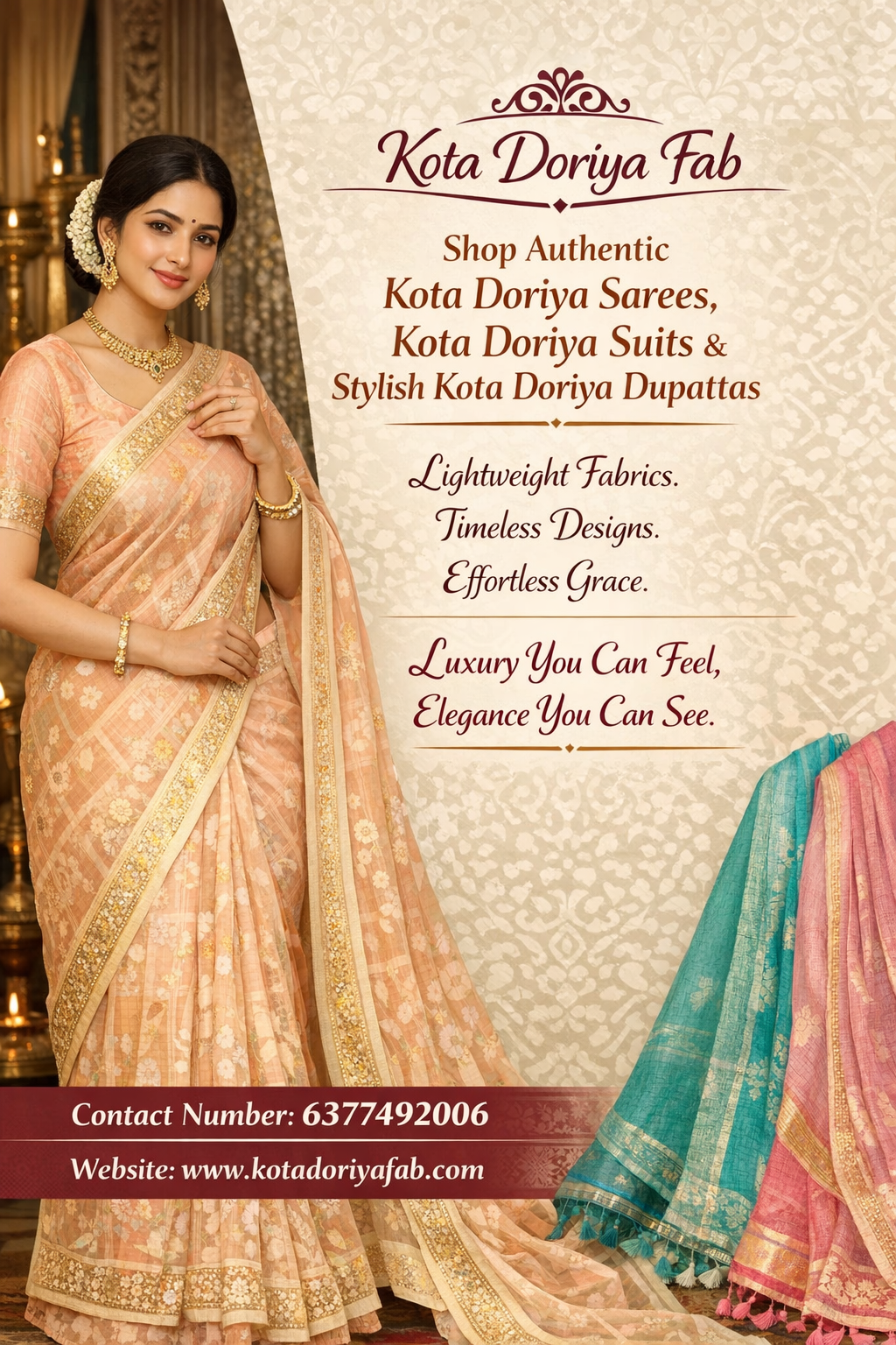Shop Premium Kota Doriya Sarees, Suits & Dupattas Online in India