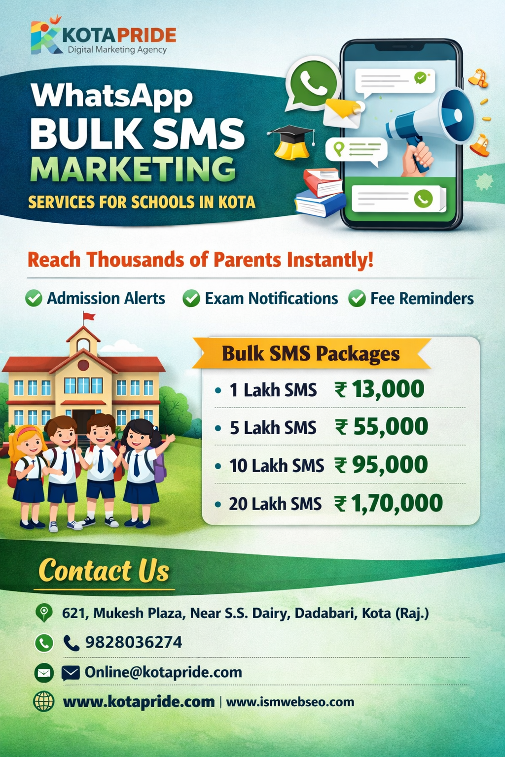 WhatsApp Bulk SMS Marketing Services for Schools in Kota