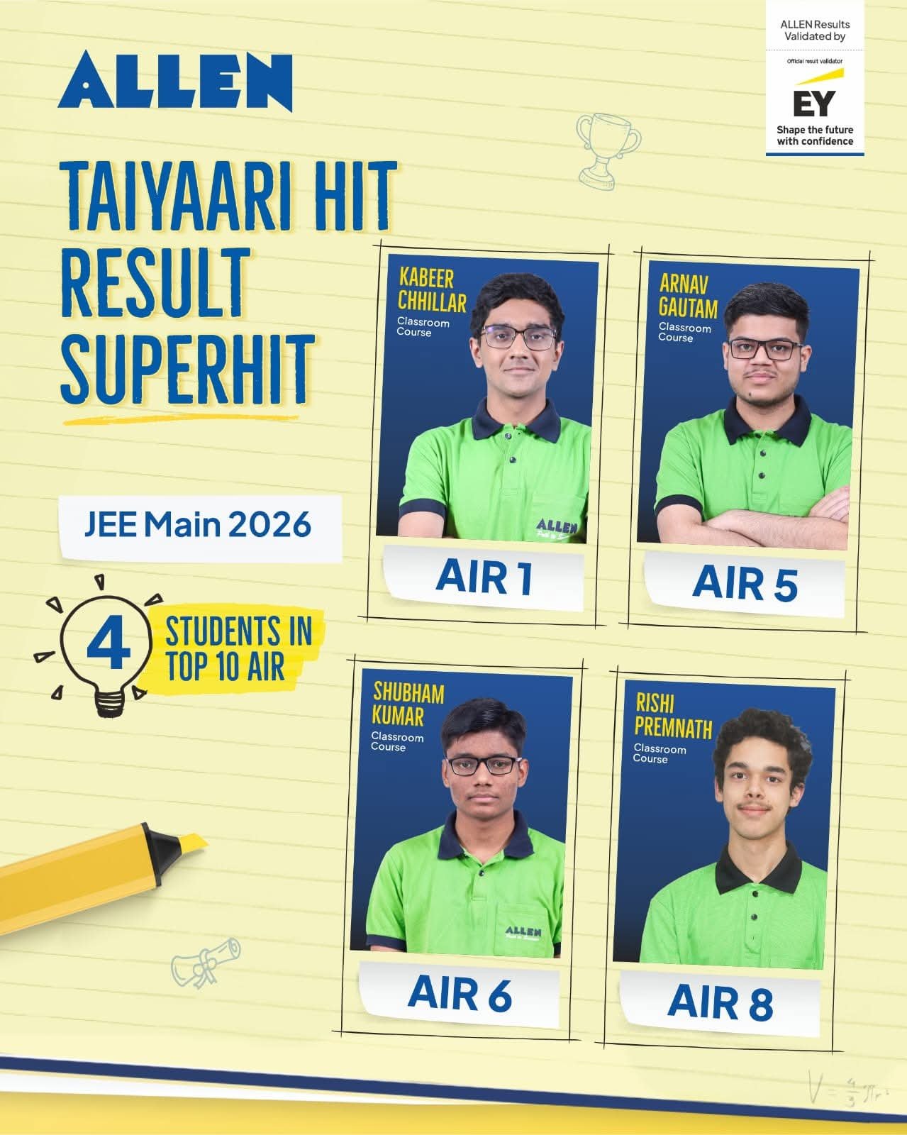 ALLEN Classroom – meet the JEE Main 2026 champions