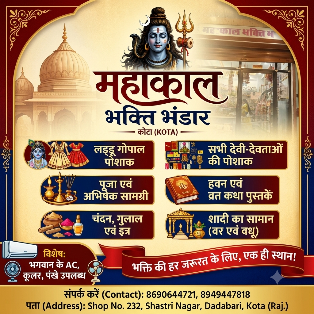 Mahakaal Bhakti Bhandar Kota: Ultimate Shop for Laddu Gopal Dresses, Puja Samagri, Religious Books and Wedding Goods