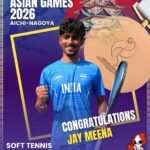 Heartiest congratulations to Jay Meena on winning the Bronze Medal in the Men’s Singles Soft Tennis